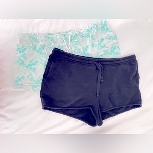 J. Crew pajama workout gym shorts black aqua tie dye large cotton